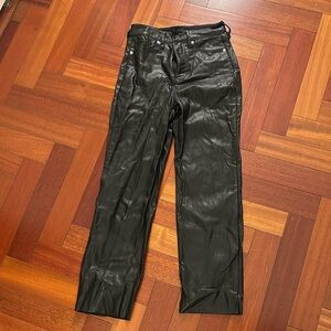 Express Super High Waisted Faux Leather Modern Straight Pant